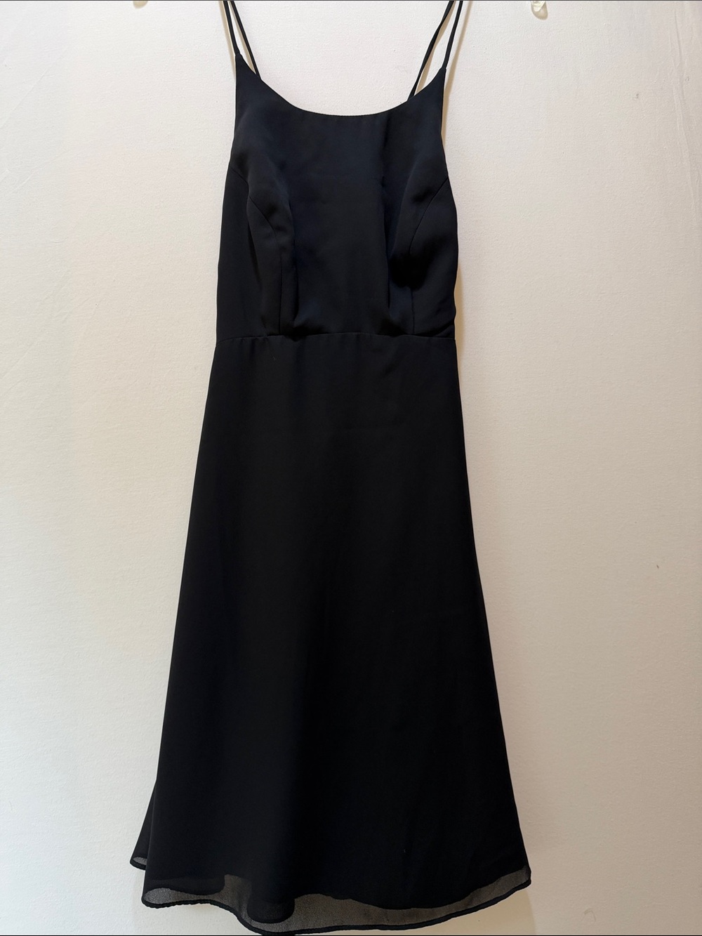 Moda International Black Backless Slip Midi Dress with Spaghetti Straps